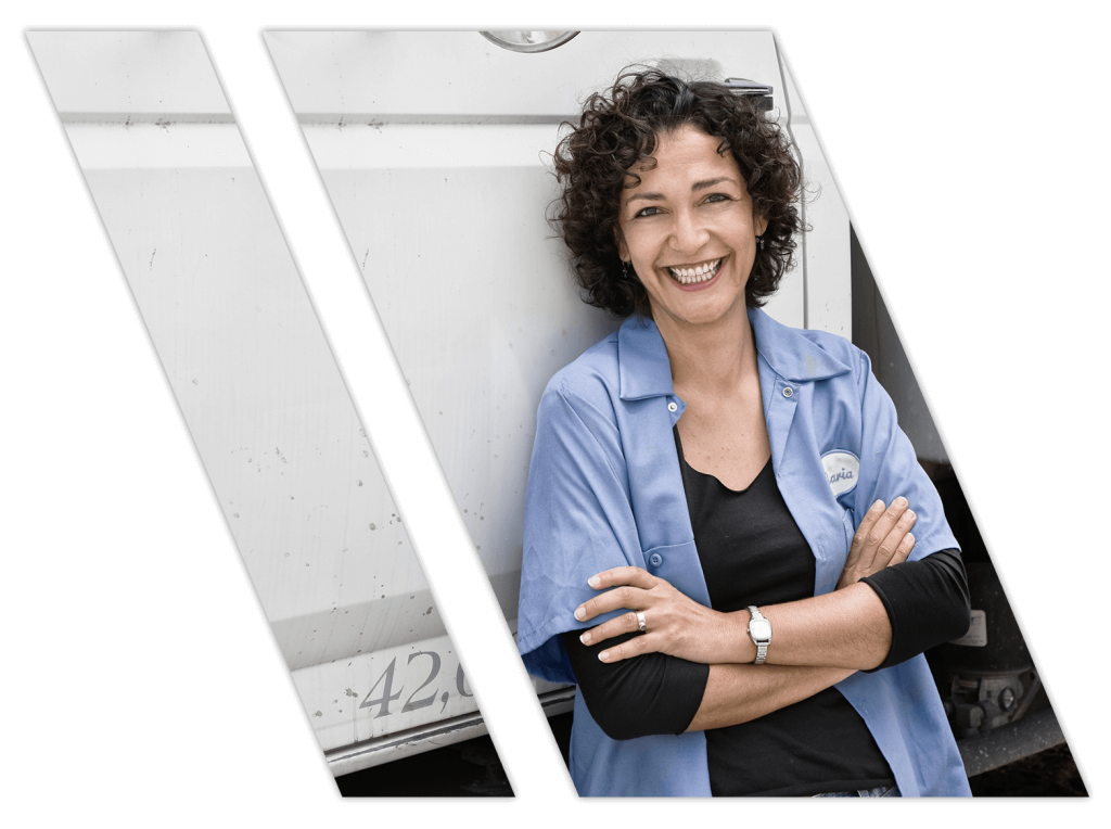 Female truck driving instructor