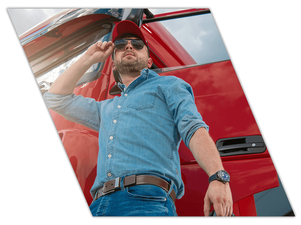 Confident student at driving school for training for company drivers in Mississippi